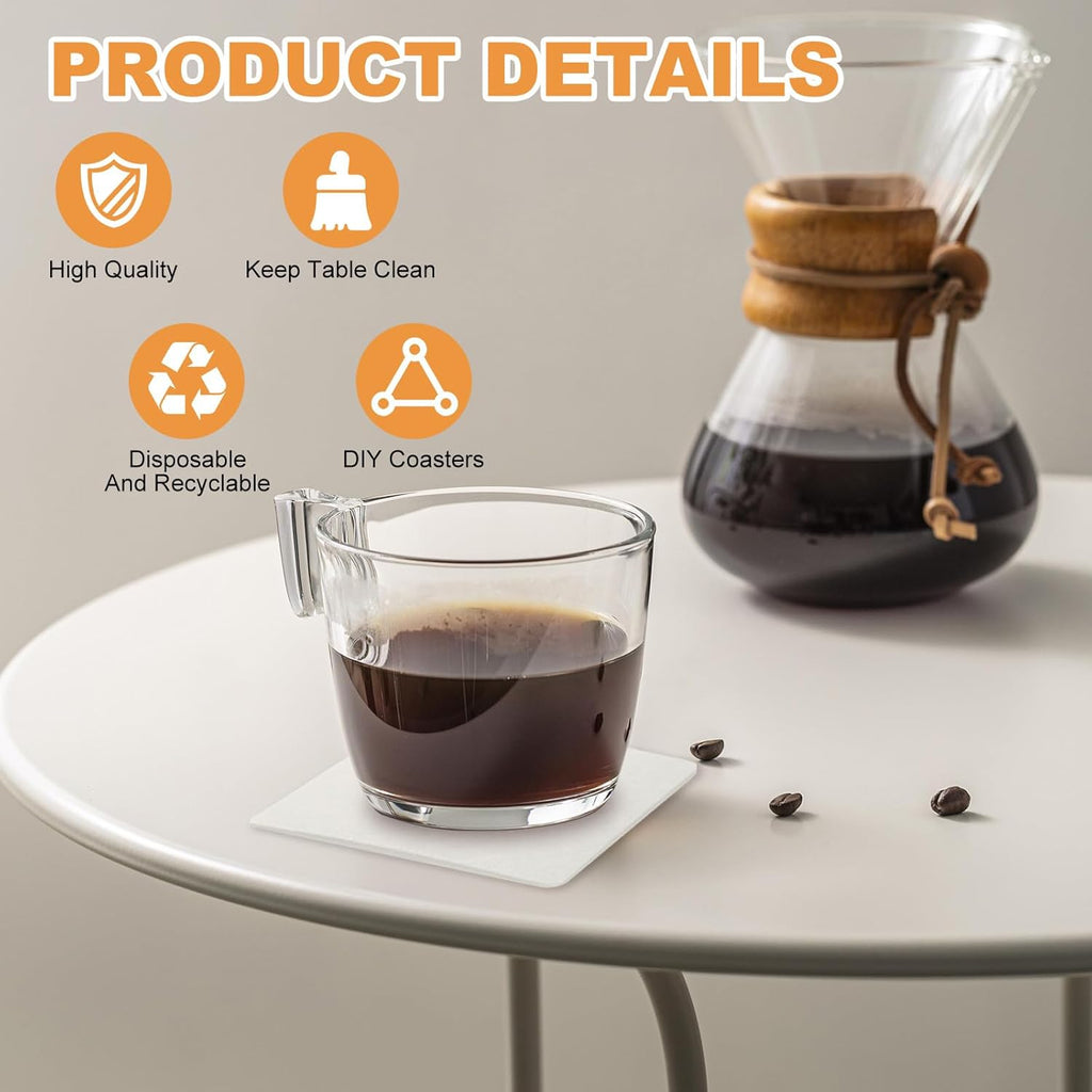 300 Pcs Paper Coasters, 4 Inch Cardboard Coasters, White Disposable Coaster for Coffee Table, Kitchen Home Office Decor, DIY, Banquet, Gift