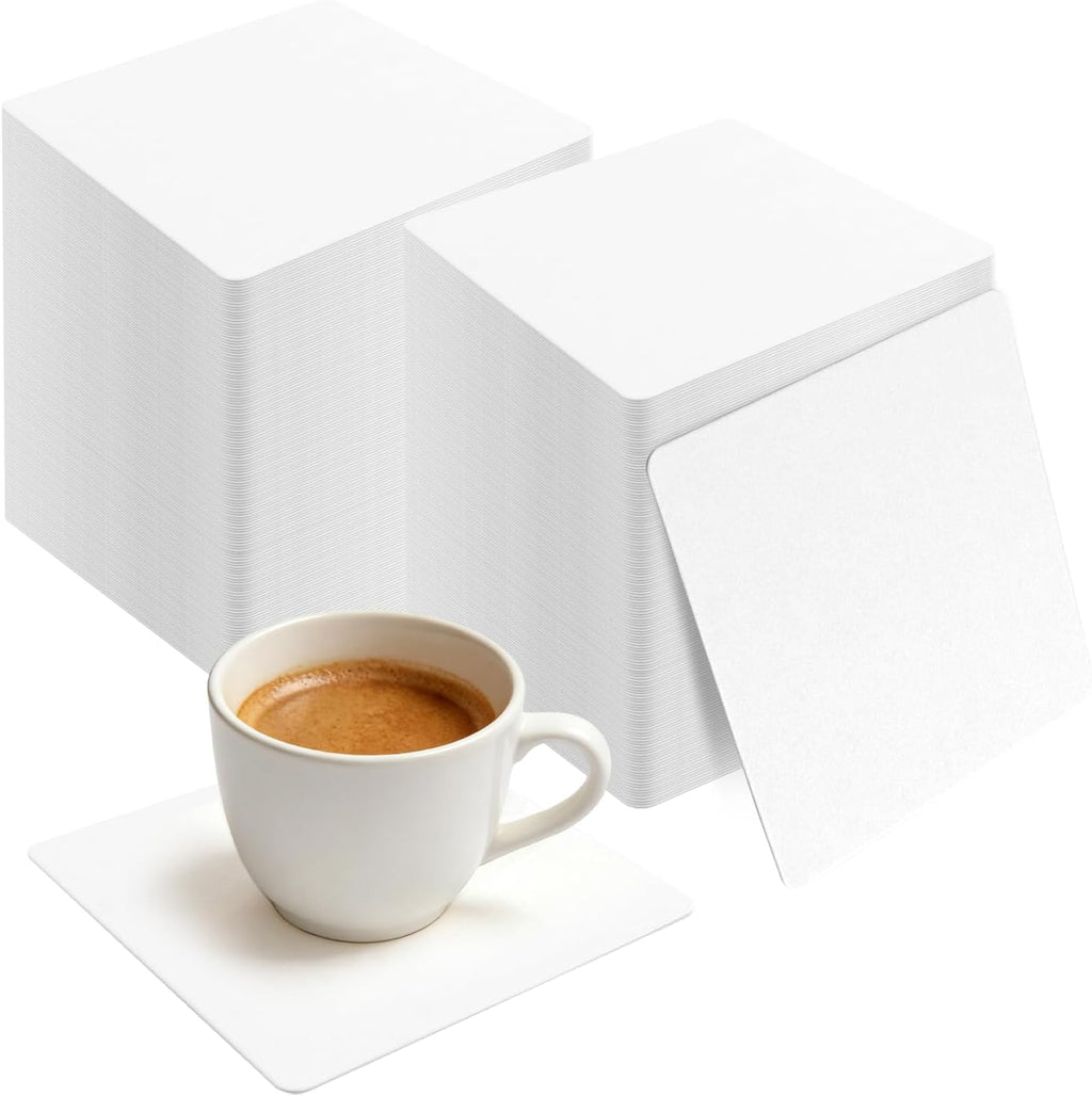 Paper Coasters, 500 PCS 4 Inch Square Cardboard Coasters, Paper Bar Coaster Bulk for Arts, Wedding, White