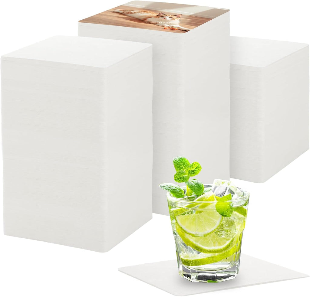 300 Pcs Paper Coasters, 4 Inch Cardboard Coasters, White Disposable Coaster for Coffee Table, Kitchen Home Office Decor, DIY, Banquet, Gift