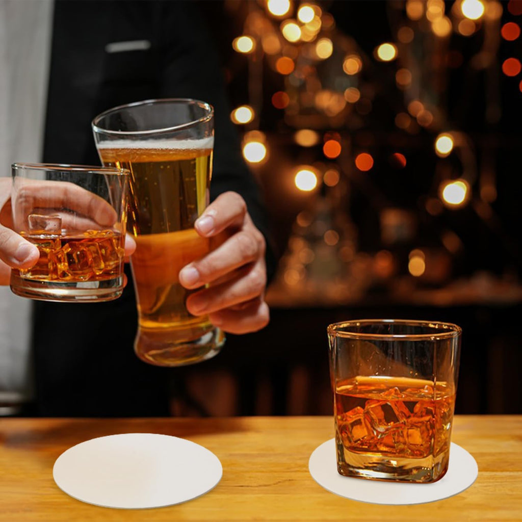 450 PCS 4 Inch Disposable Paper Bar Coasters, Round White Absorbent Cardboard Coasters for Drinks, Weddings, and DIY Crafts