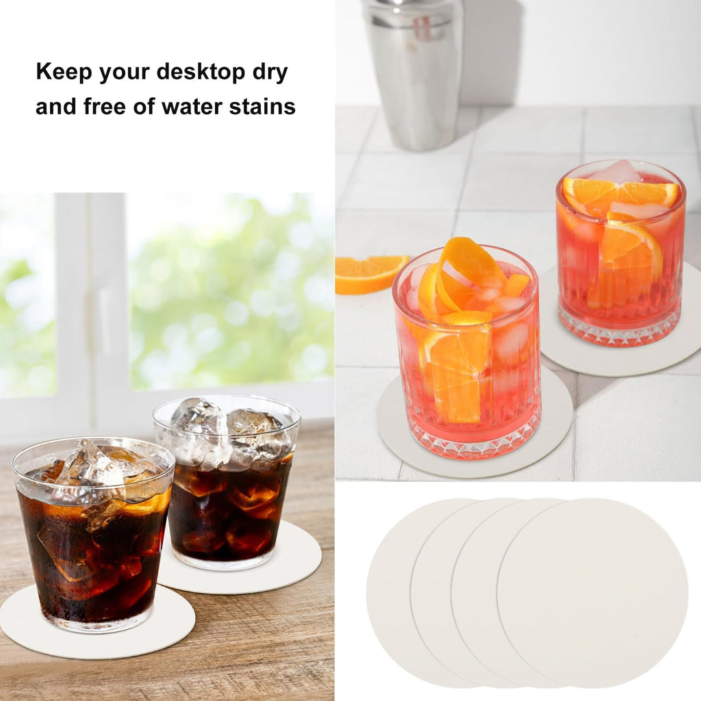 450 PCS 4 Inch Disposable Paper Bar Coasters, Round White Absorbent Cardboard Coasters for Drinks, Weddings, and DIY Crafts