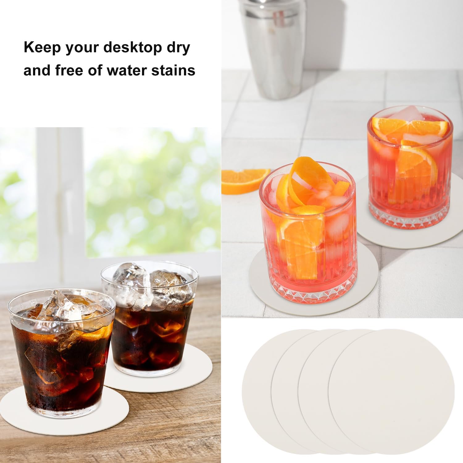 450 PCS 4 Inch Disposable Paper Bar Coasters, Round White Absorbent Cardboard Coasters for Drinks, Weddings, and DIY Crafts