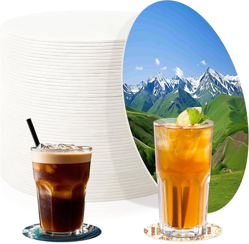 100 pcs Sublimation Disposable Paper Coasters Bulk (1mm)，4 in Absorbent Round Cardboard Coasters Blank for Weddings Parties Catering Bars DIY Crafts